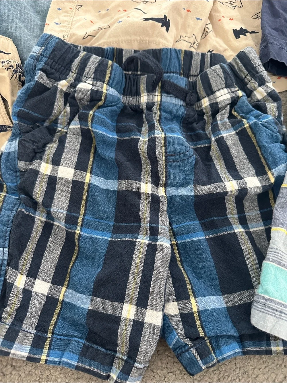 Carter's Boys Multi-Pattern Blue Tan Navy Shorts Set